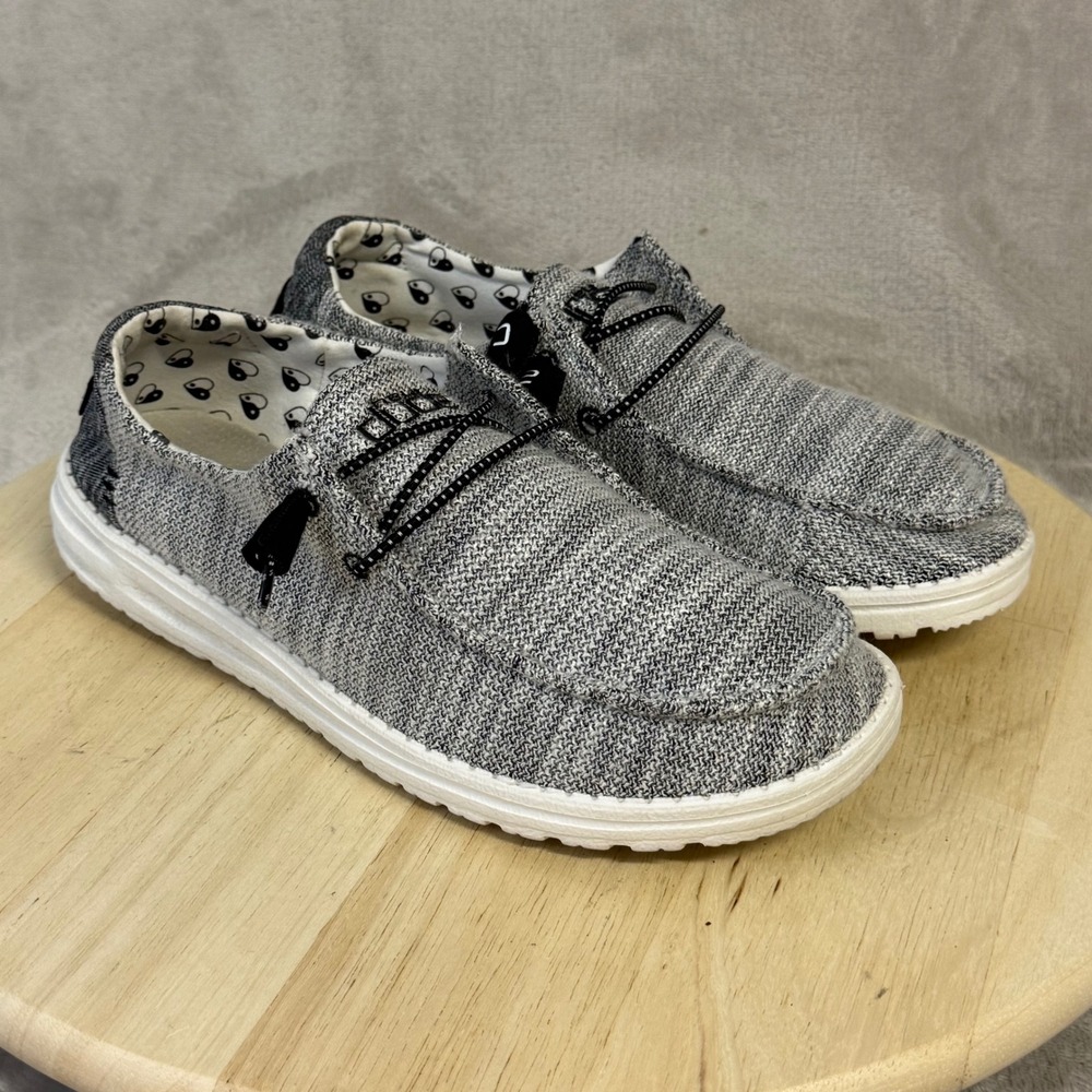 Hey Dude Wendy Stretch Yin Yang Grey Knit Slip On Loafer Shoe 121413351 Womens 9 - Picture 6 of 16
